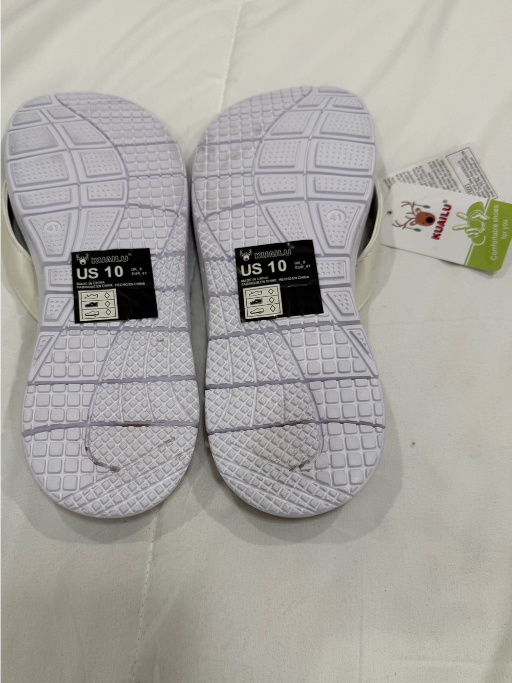 NWT KuaiLu Arch Support Flip Flops White Strap Brown Yoga Mat Sandal Size 10 - Picture 4 of 4